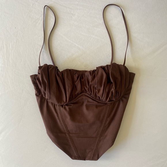 Mistress Rocks bustier corset top in chocolate - Picture 1 of 4